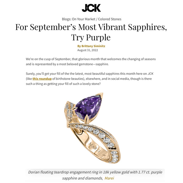JCK - For September’s Most Vibrant Sapphires, Try Purple