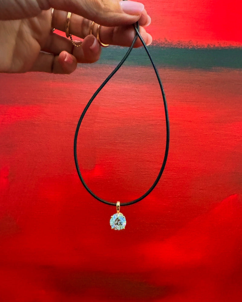 Eternal by Marei Solitaire Diamond Pendant On Leather