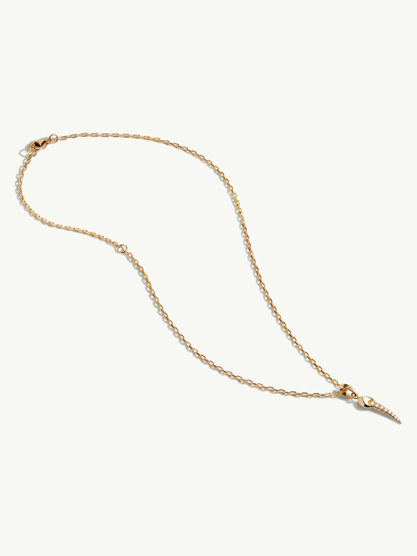 Damian Horn Talisman Pendant Necklace With Pavé-Set Diamonds In 18K Yellow Gold, 22mm