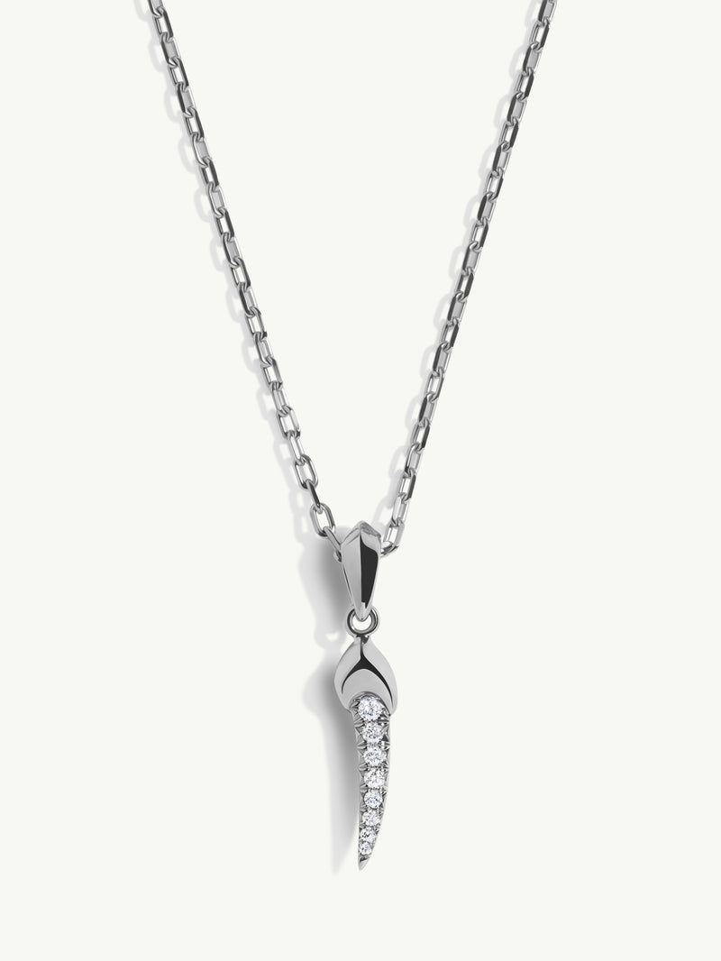Damian Horn Talisman Pendant Necklace With Pavé-Set Diamonds In Platinum, 22mm