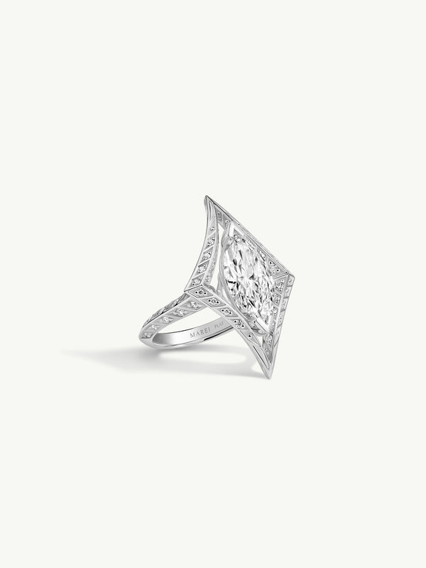 Palmyra Ring With Brilliant Marquise-Cut White Diamond In Platinum