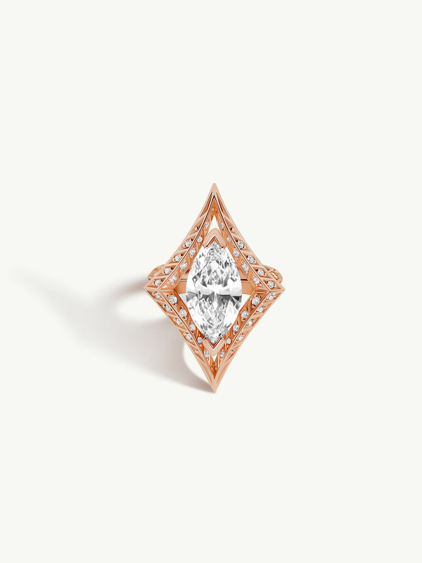 Palmyra Ring With Brilliant Marquise-Cut White Diamond In 18K Rose Gold