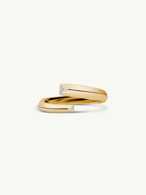 Pythia Serpentine Coil Ring With Trillion-Cut White Diamonds 18K Yellow Gold, 0.10 CTW