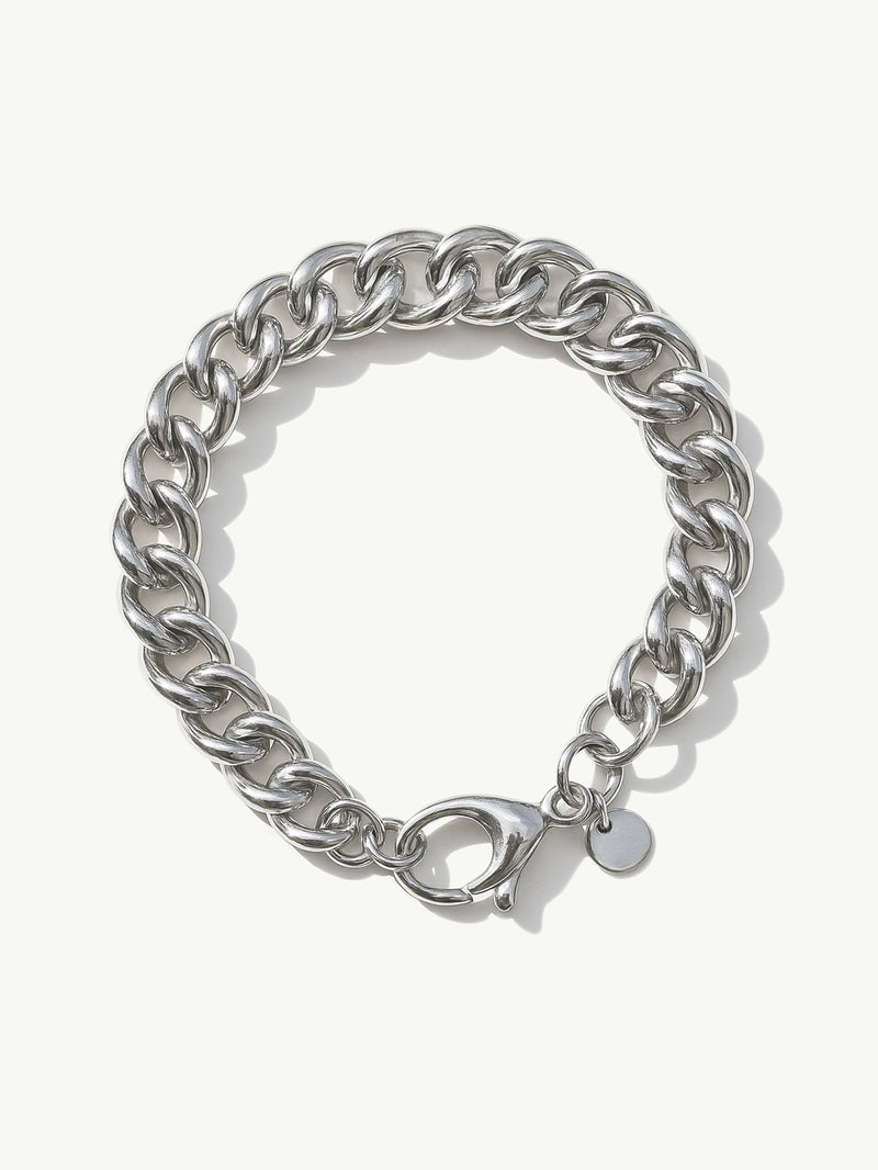 Arc Graduated Curb Bracelet In Sterling Silver, 12mm