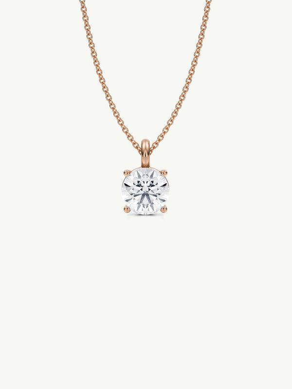 Eternal by Marei Solitaire Diamond Pendant Necklace In 18K Rose Gold, 0.70 Carat