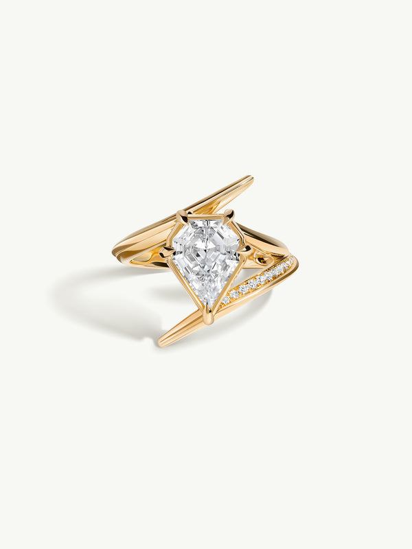 Dendera Engagement Ring With Shield-Cut White Diamond In 18K Yellow Gold