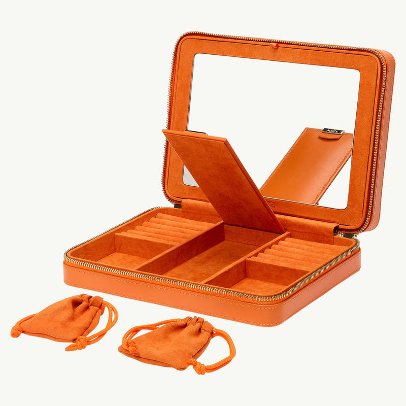 Maria Large Jewelry Zip Case, Tangerine