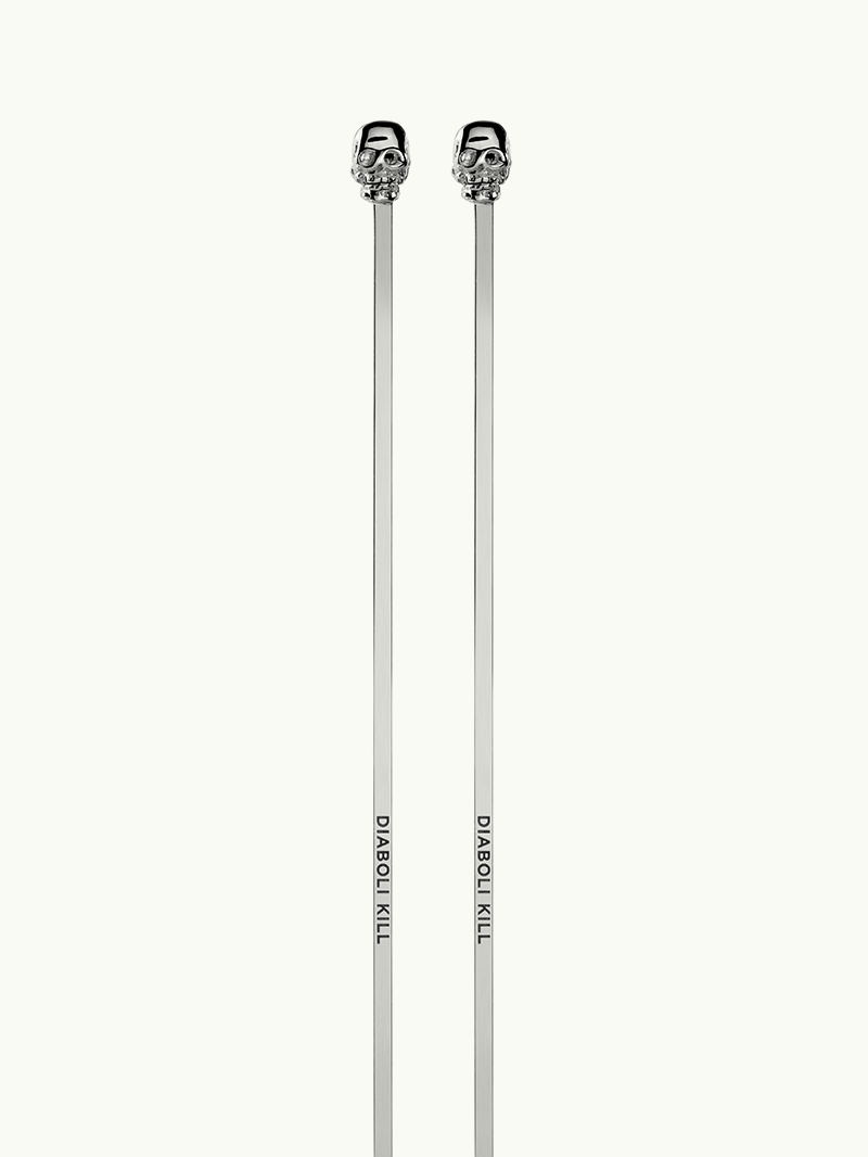 Memento Mori Cocktail Stirrers In Sterling Silver - Set of 2