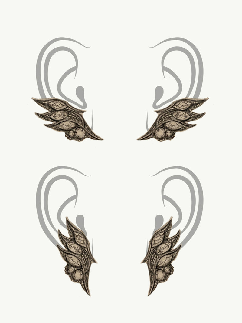 Isadora Ruby Phoenix Flame Earrings In 18K Blackened Gold