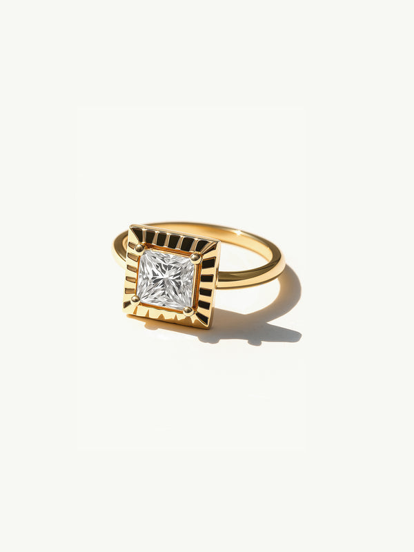 Ascension Engagement Ring With Brilliant Princess-Cut White Diamond In 18-Karat Yellow Gold