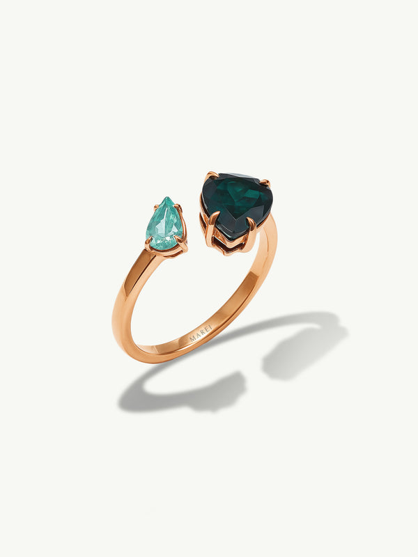 Elysian Toi Et Moi Open Ring With Pear-Cut London Blue Topaz & Sky Blue Topaz