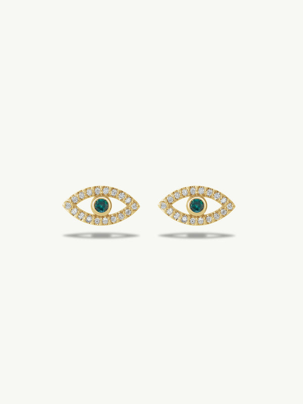 Evil Eye Stud Earrings With Alexandrite
