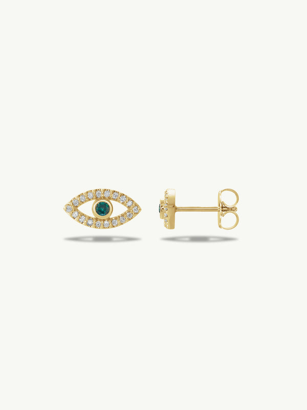 Evil Eye Stud Earrings With Alexandrite