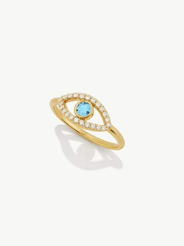 Evil Eye Ring With Aquamarine