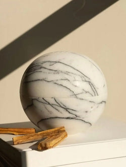 Qubba Round White Marble Incense Burner & Smudge Bowl