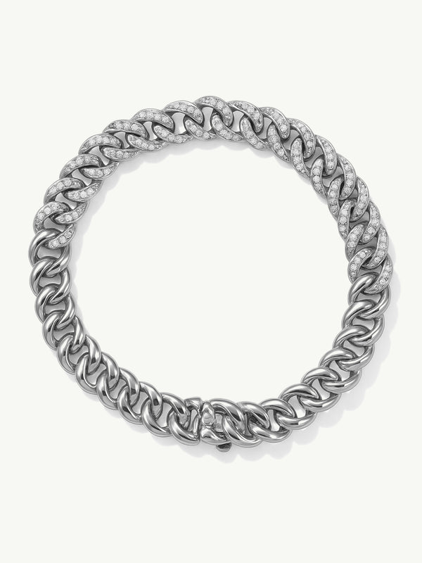 Eternal by Marei Pavé-Set White Diamond Curb Chain Bracelet, 0.75 CTW