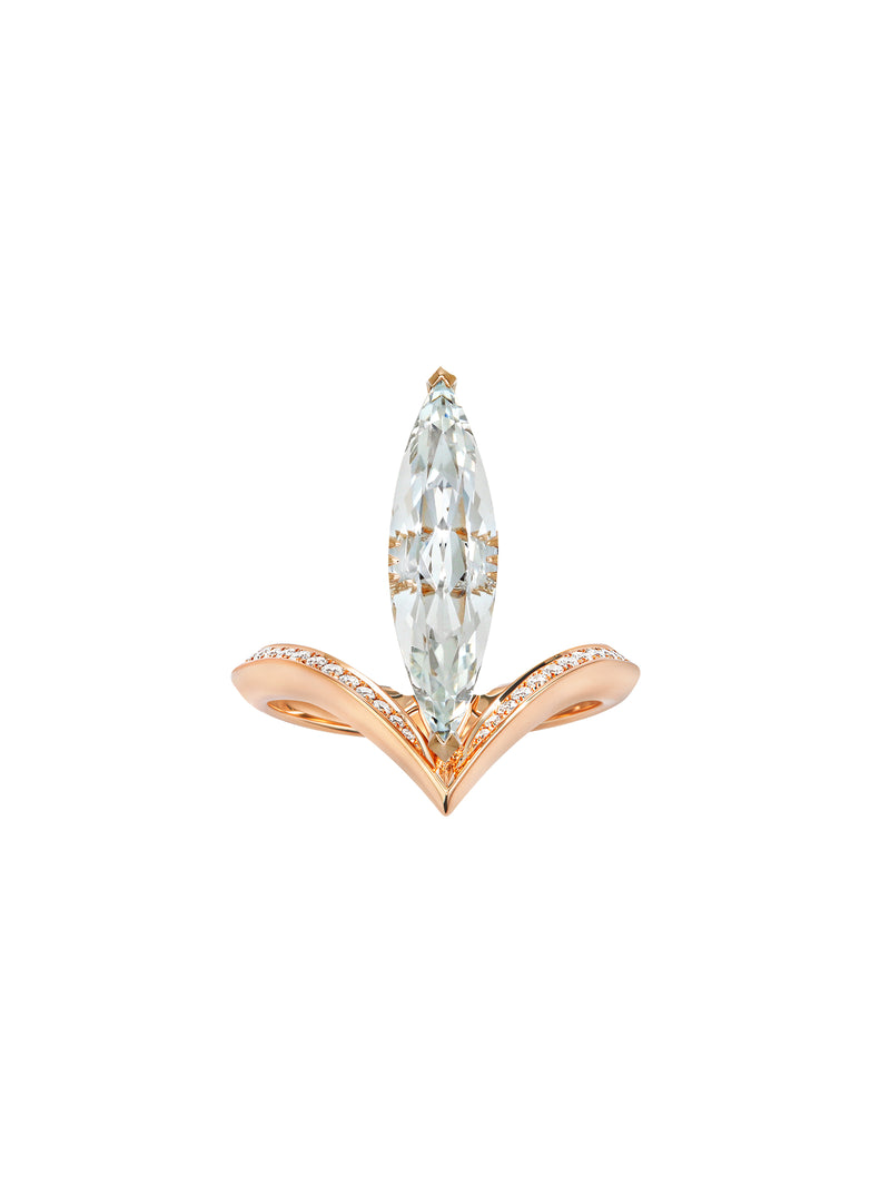 Yasmin Engagement Ring With Marquise-Cut Natural White Aquamarine & Pavé-Set Brilliant White Diamonds In 18K Rose Gold - for D&S