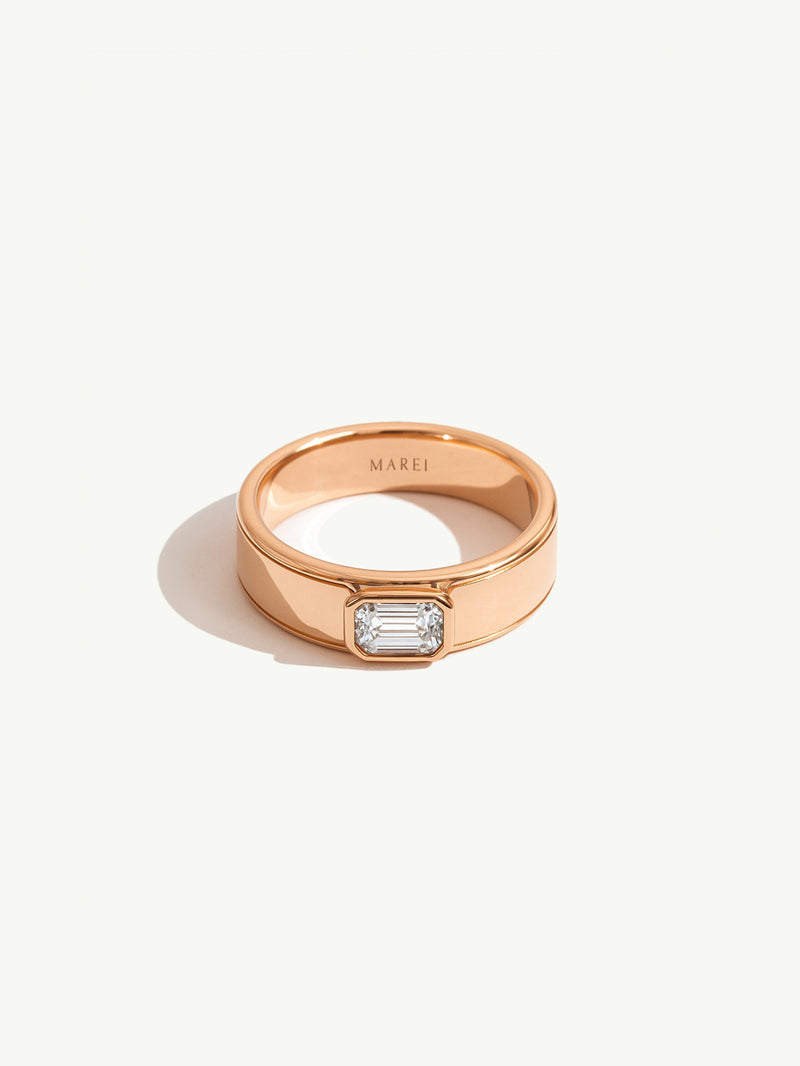 Monolith Men's Ring With Emerald-Cut Diamond In 18K Yellow Gold, 0.50 CTW