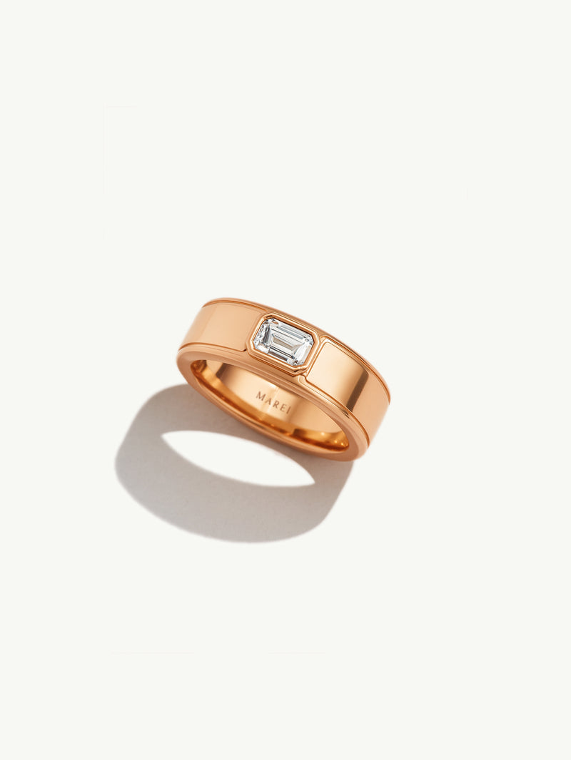 Monolith Men's Ring With Emerald-Cut Diamond In 18K Yellow Gold, 0.50 CTW