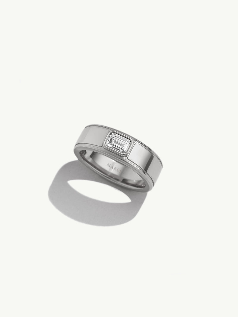 Monolith Men's Ring With Emerald-Cut Diamond In 18K Yellow Gold, 0.50 CTW