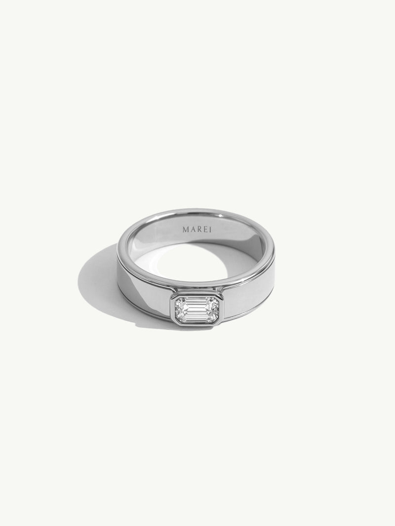 Monolith Men's Ring With Emerald-Cut Diamond In 18K Yellow Gold, 0.50 CTW