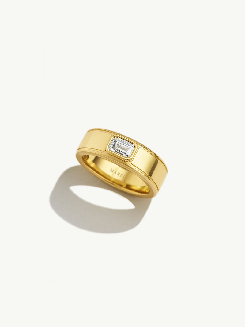 Monolith Men's Ring With Emerald-Cut Diamond In 18K Rose Gold, 0.50 CTW