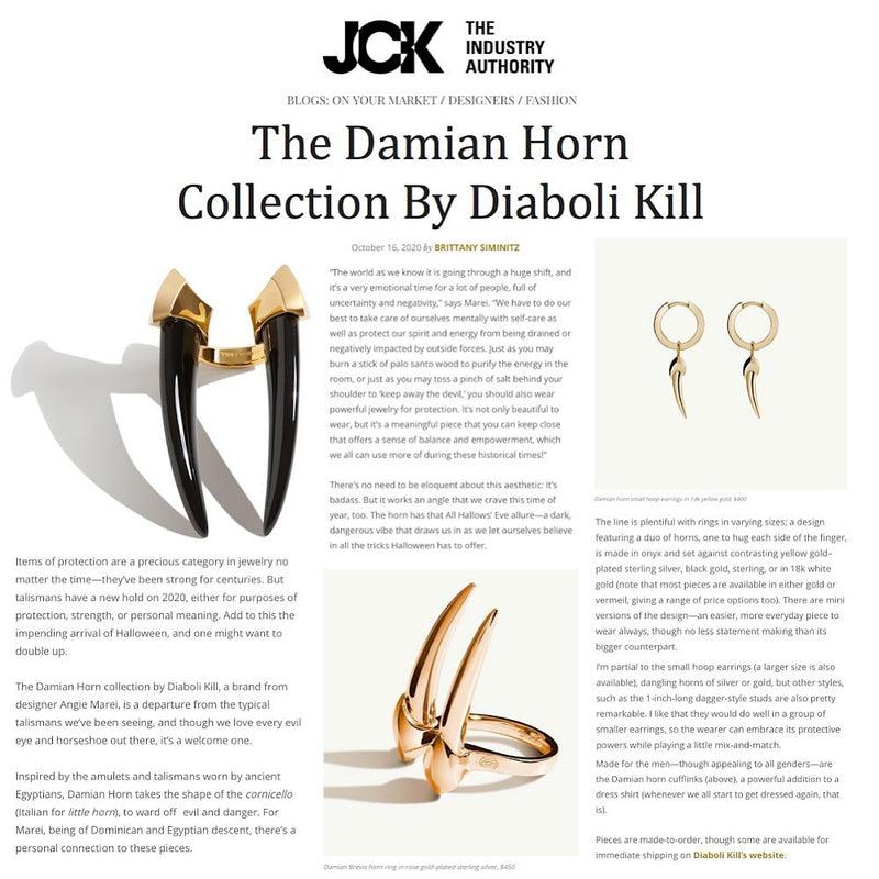 Mini Damian Black Onyx Horn Talisman Ring In 18K Yellow Gold
