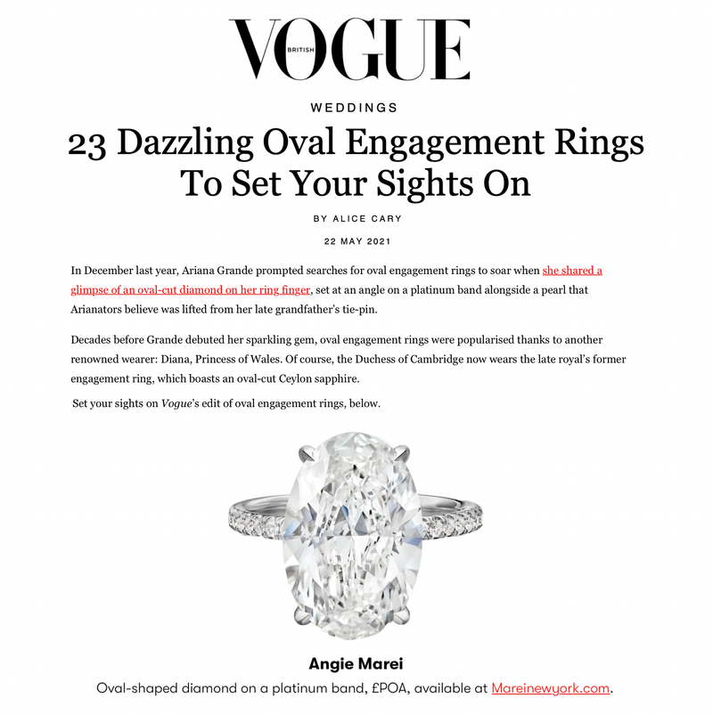 Featured In Vogue: MAREI Suma Oval-Shaped Diamond Engagement Ring In 18K White Gold