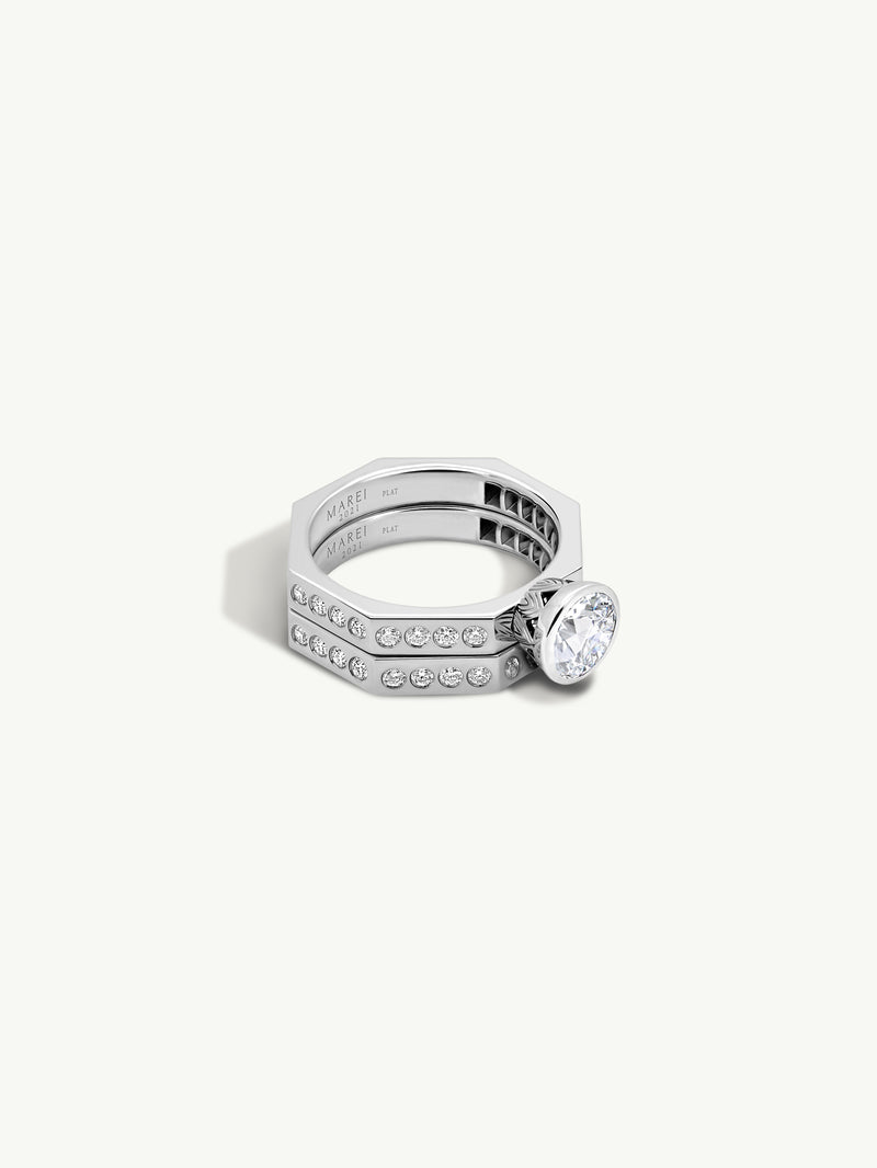 Octavian Brilliant Round-Cut White Diamond Engagement Ring In Platinum