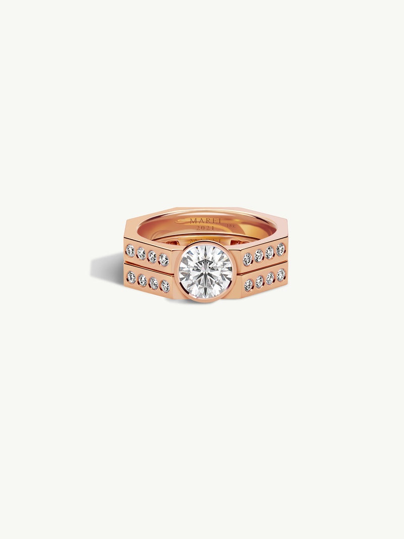Octavian Brilliant Round-Cut White Diamond Engagement Ring In 18K Rose Gold