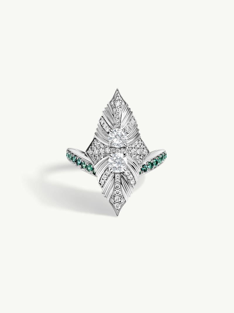 Neiredes Navette Diamond Ring With Brilliant-Cut Alexandrite Gemstones In Platinum
