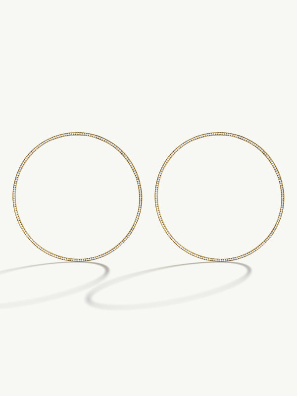 Aura Pavé-Set Brilliant White Diamond Eternity Hoop Earrings In 18K Yellow Gold