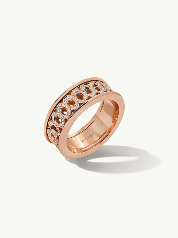 Amanti Infinity Spinning Ring With Pavé-Set Brilliant White Diamonds In 18K Rose Gold