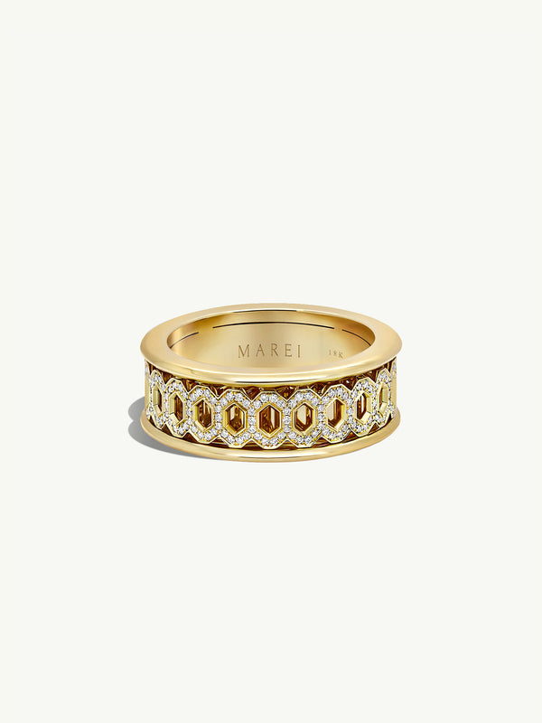 Amanti Infinity Spinning Ring With Pavé-Set Brilliant White Diamonds In 18K Yellow Gold