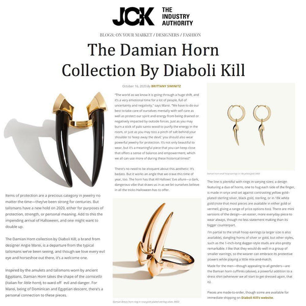 Damian Horn Talisman Pendant Small Hoop Earrings In 18K Yellow Gold