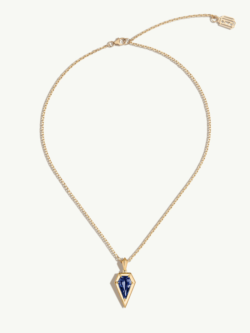Aphrodite Amulet Necklace With Blue Iolite Gemstone In 18K Yellow Gold