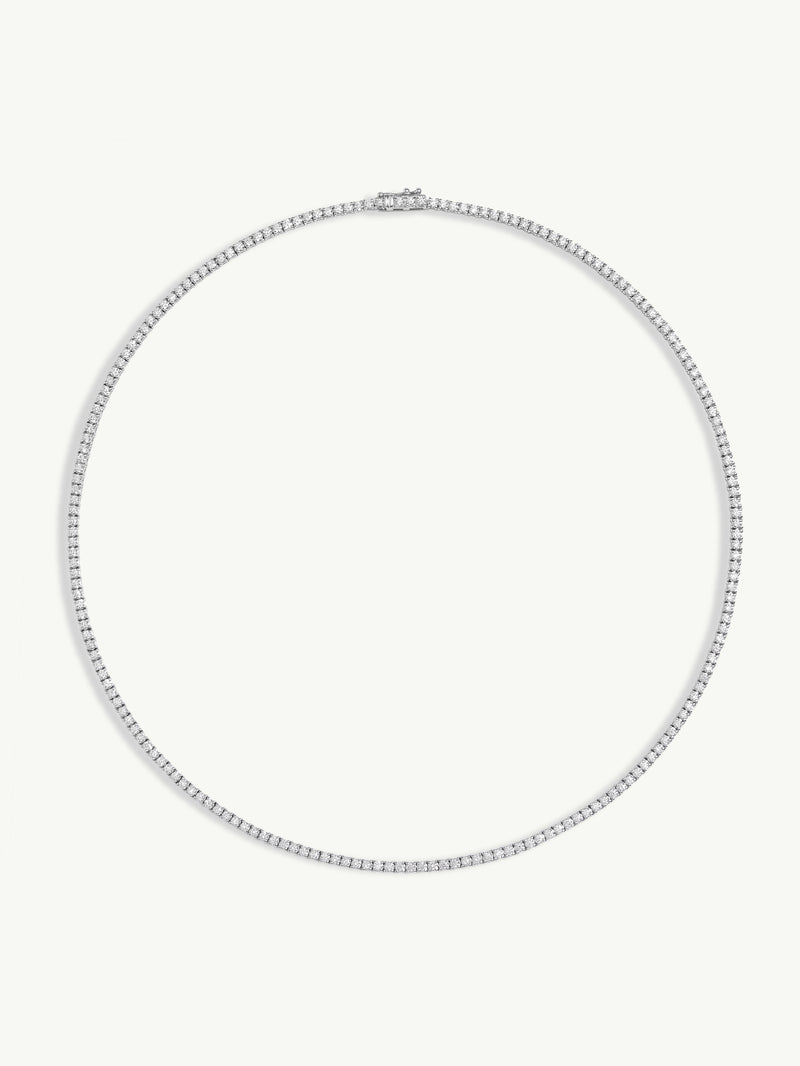 Eternity Brilliant-Cut White Diamond Tennis Necklace In 14K White Gold - 6.00CTW