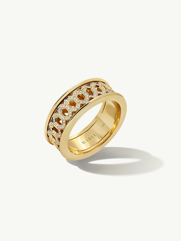 Amanti Infinity Spinning Ring With Pavé-Set Brilliant White Diamonds In 18K Yellow Gold