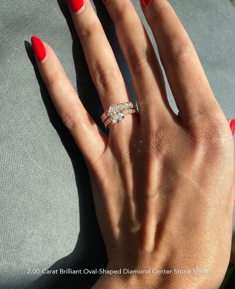 Suma Oval-Shaped Brilliant Cut White Diamond Engagement Ring In 18K White Gold