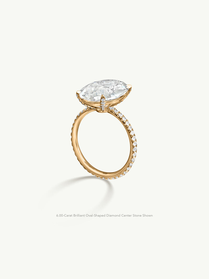 Suma Oval-Shaped Brilliant Cut White Diamond Engagement Ring In 18K Yellow Gold