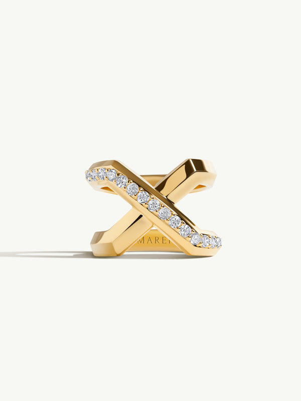 Exquis XL Infinity Ring With Pavé-Set Brilliant White Diamonds In 18K Yellow Gold