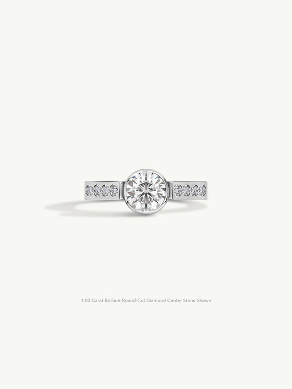 Octavian Brilliant Round-Cut White Diamond Engagement Ring In Platinum