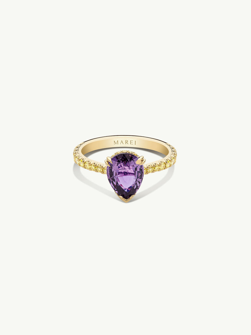 Phebe Ring With Purple Sapphire & Pavé-Set Yellow Diamonds In 18K Yellow Gold