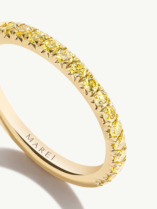 Phebe French Pavé-Set Band Ring With Yellow Diamonds In 18K Yellow Gold, 2.4mm
