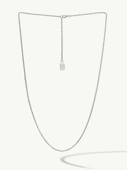 Diamond Cut Cable Chain Necklace In 18K White Gold, 1.5mm