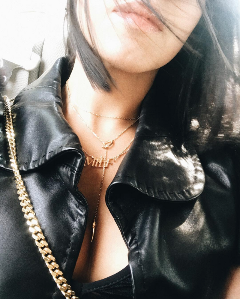 Archive – 'MILF’ (Mother I’ll Love Forever) Pendant Necklace in 14K Rose Gold, Sample