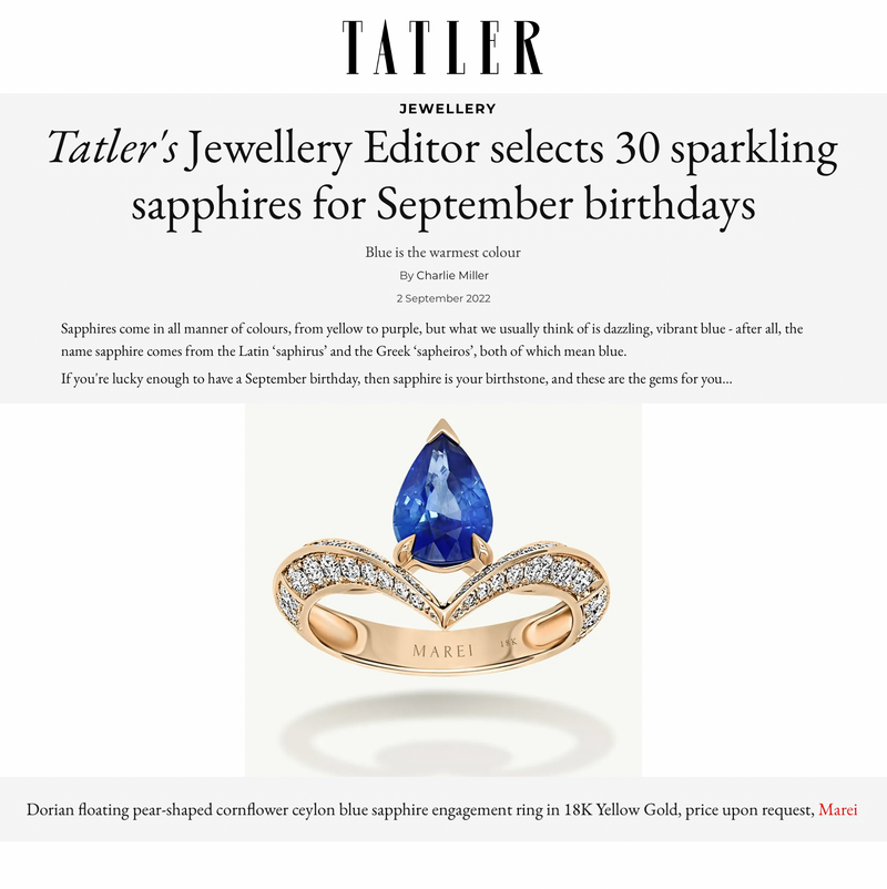 Dorian Floating Teardrop-Shaped Cornflower Blue Ceylon Sapphire Engagement Ring In Platinum