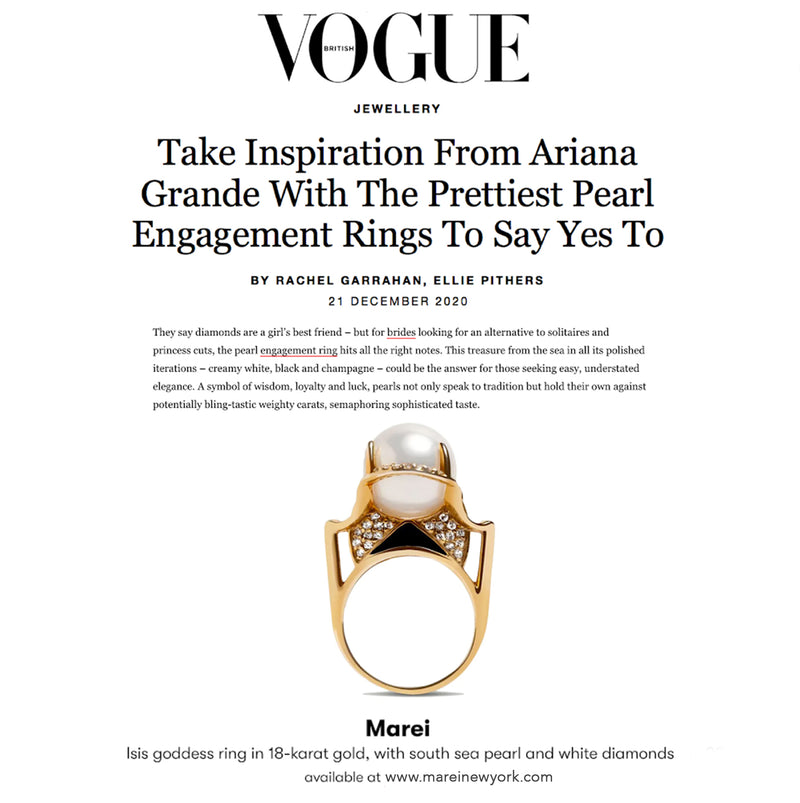 MAREI Isis Goddess Pearl Ring Featured in British Vogue
