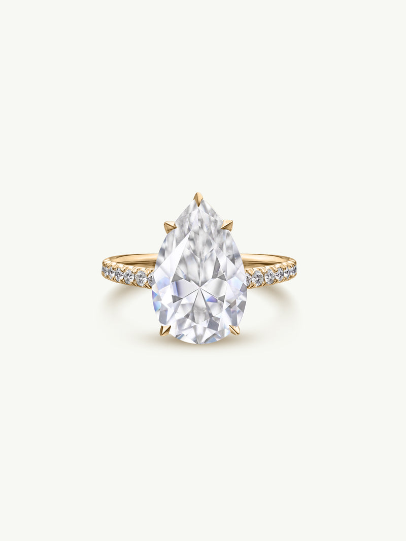 Marei Safaa Pear-Shaped Diamond Engagement Ring in 18K Yellow Gold