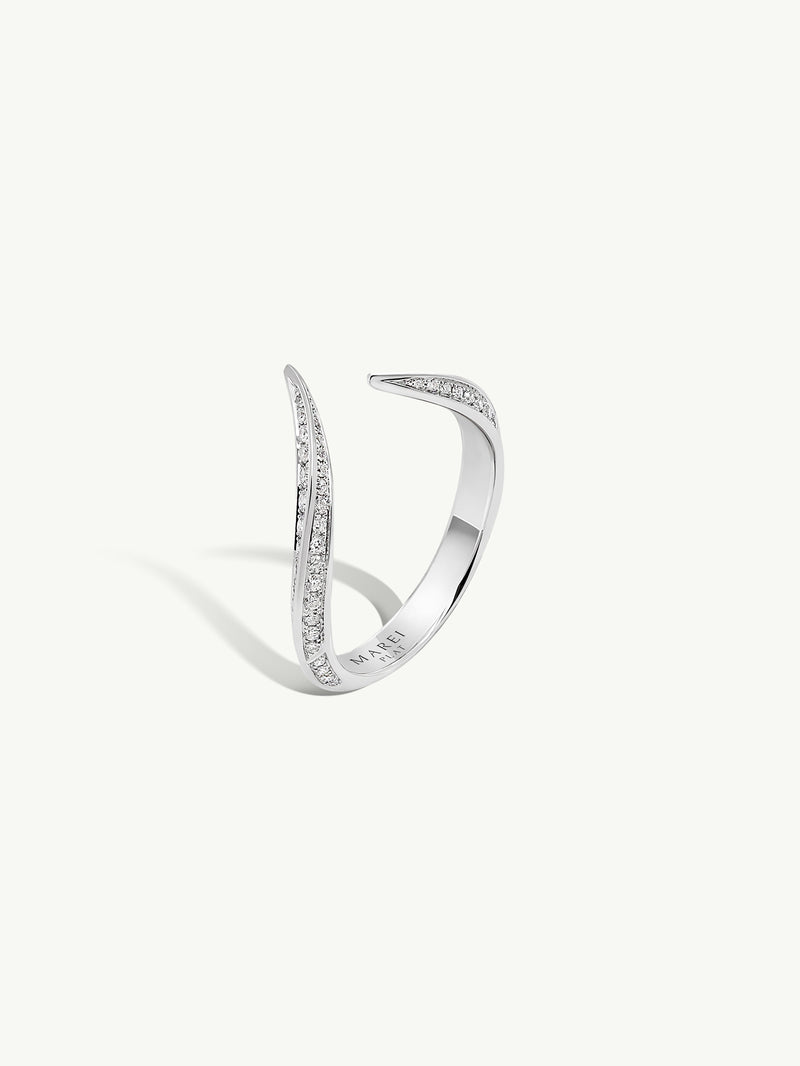 Ayla Arabesque Ring With Pavé-Set Brilliant White Diamonds In Platinum